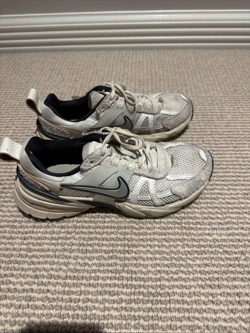 Nike Cream Mesh Running Sneakers with Black Swoosh